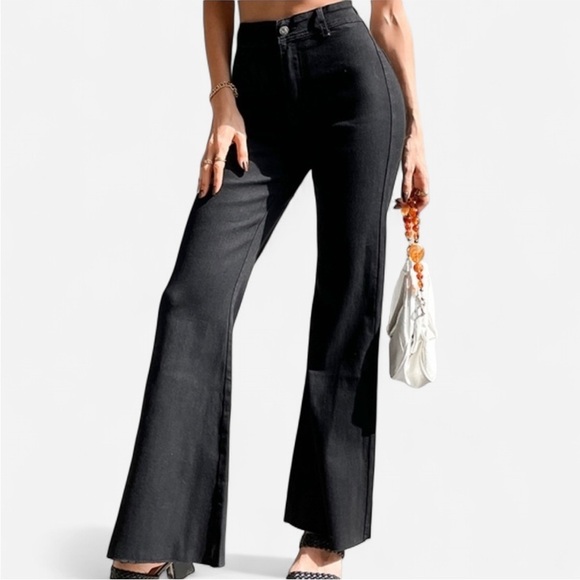 Cupshe Denim - Cupshe Black Flare Wide Leg Jeans Size Small
